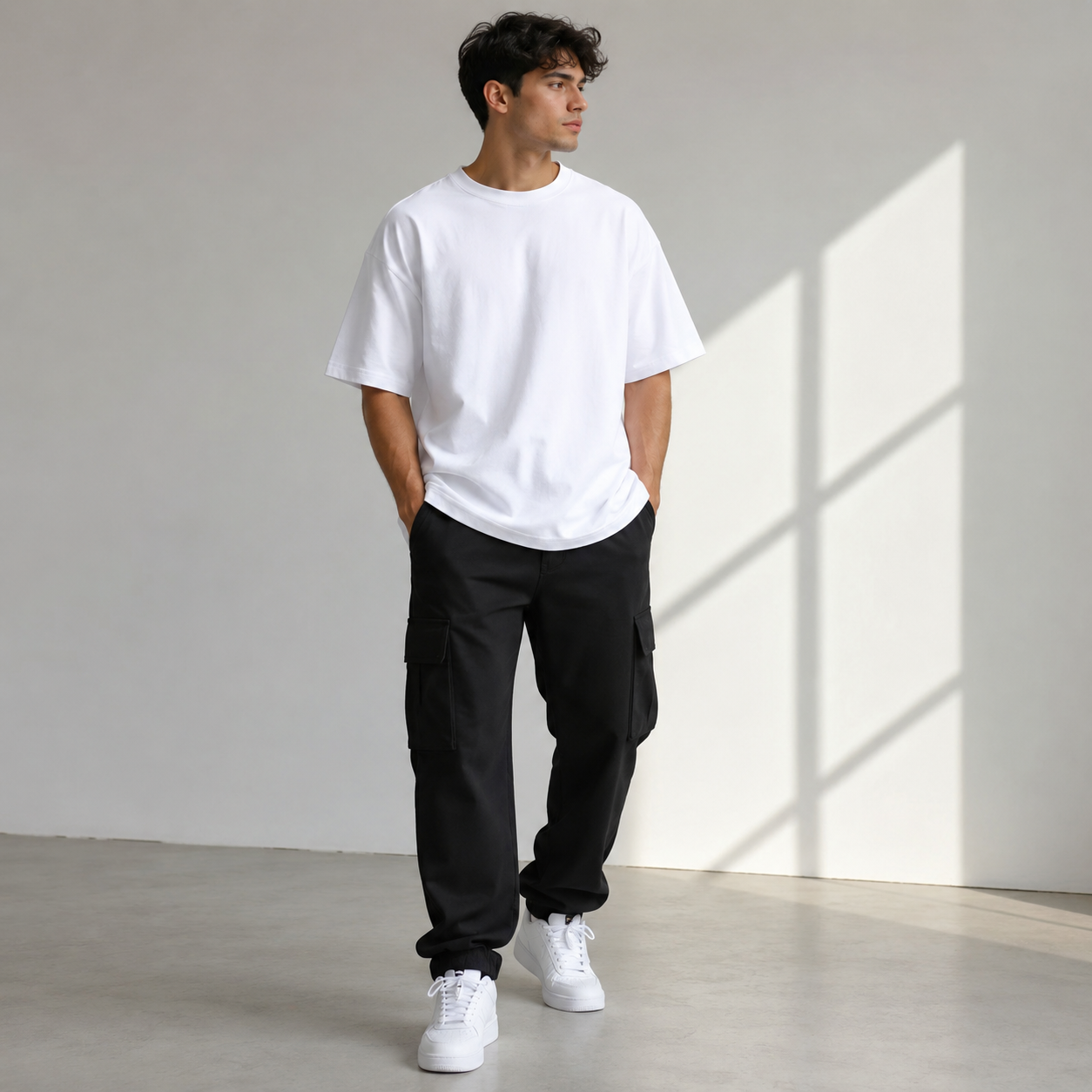 Premium Oversized White Basic T-Shirt | 240 GSM Heavyweight Cotton - Image 2