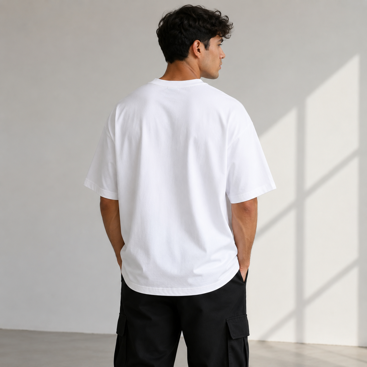 Premium Oversized White Basic T-Shirt | 240 GSM Heavyweight Cotton - Image 4