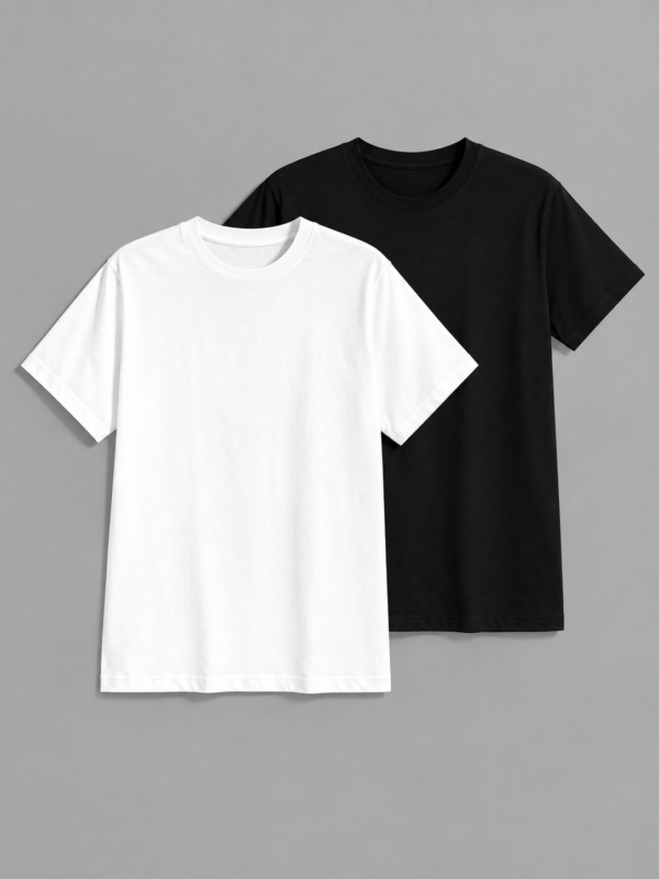 Men's Classic Regular Fit T-Shirt Combo – Black & White, Pack of 2